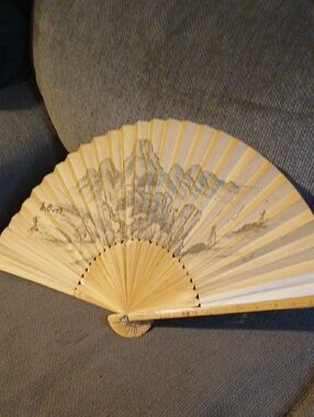 Japanese folding fan (sensu) with ink landscape painting KS31PM Hu